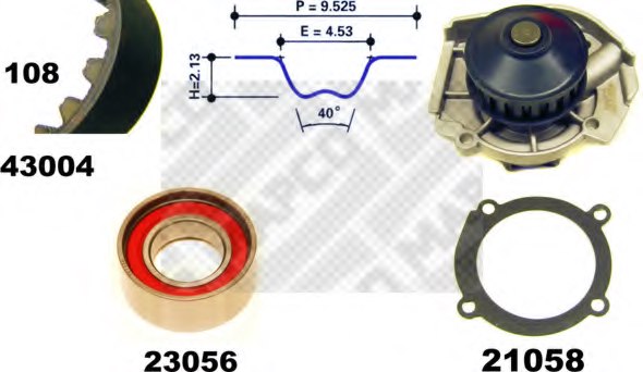 MAPCO 41004 Water Pump & Timing Belt Kit